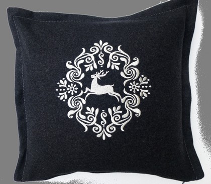 Kissen Loden Hirsch anthrazit 40/40cm