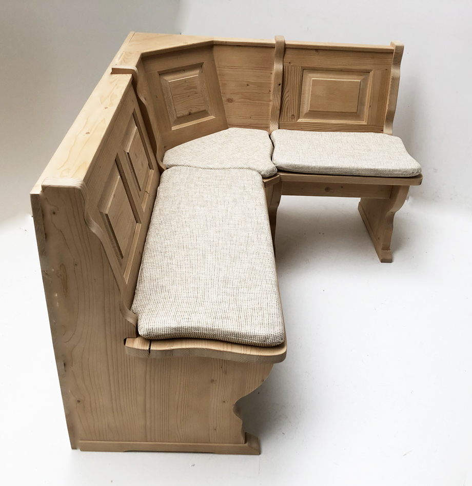 Eckbank Amberg Piccolo Rückwandverkleidung glatt, 165/125 cm solo, Polster genäht Natura beige