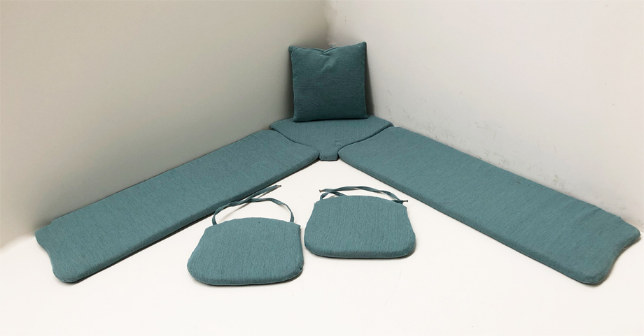 Kissensatz genäht Eckbankgruppe Amberg groß 185/185, Waidhofen blau