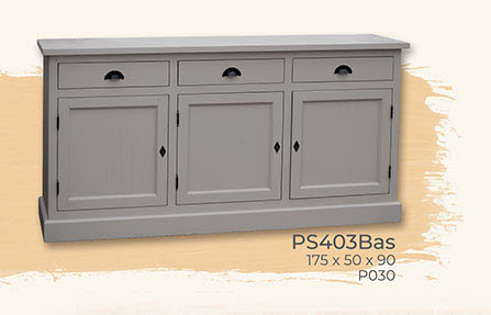 Anrichte Kommode Buffett-Unterteil, 3 Türen, 3 Schubladen, Kiefer massiv