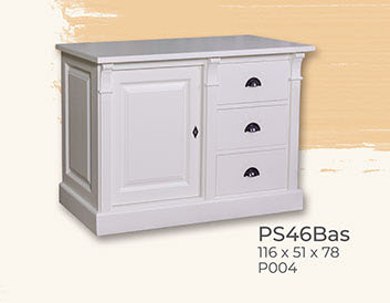 Anrichte Kommode Sideboard, 1 Tür, 3 Schubladen, Kiefer massiv