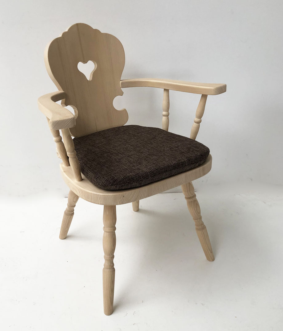 Bauernsessel Bauernstuhl Armlehnstuhl WS20, gewachst, Polster genäht , Natura braun 804