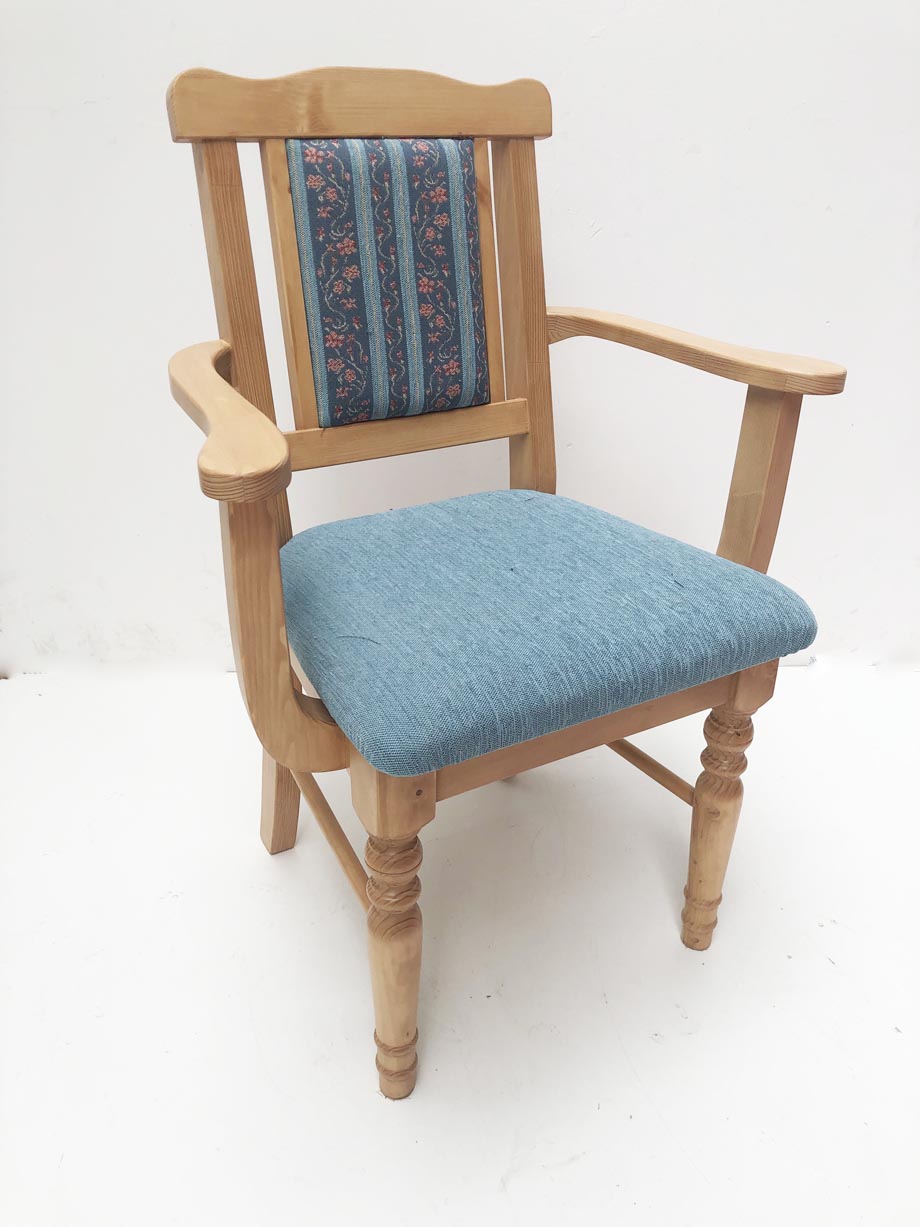 Armlehn- Vollpolster Stuhl Rangau, mit Rückenpolsterung, Stoff Waidhaus blau, Waidhofen blau