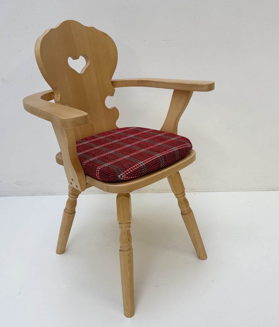 Armlehnstuhl Bauernstuhl Vienna Wien, 8Kant, Fichte, Rosner gewachst, Polster genäht, TS-6316