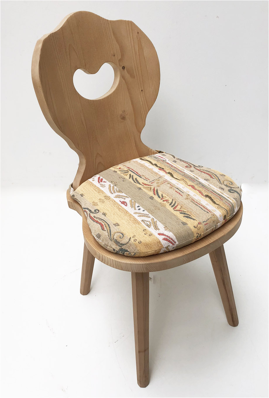 Bauernstuhl Landau mit Stuhlkissen genäht, Stoff Pocking beige, 38 Lagerstoffen preisgleich