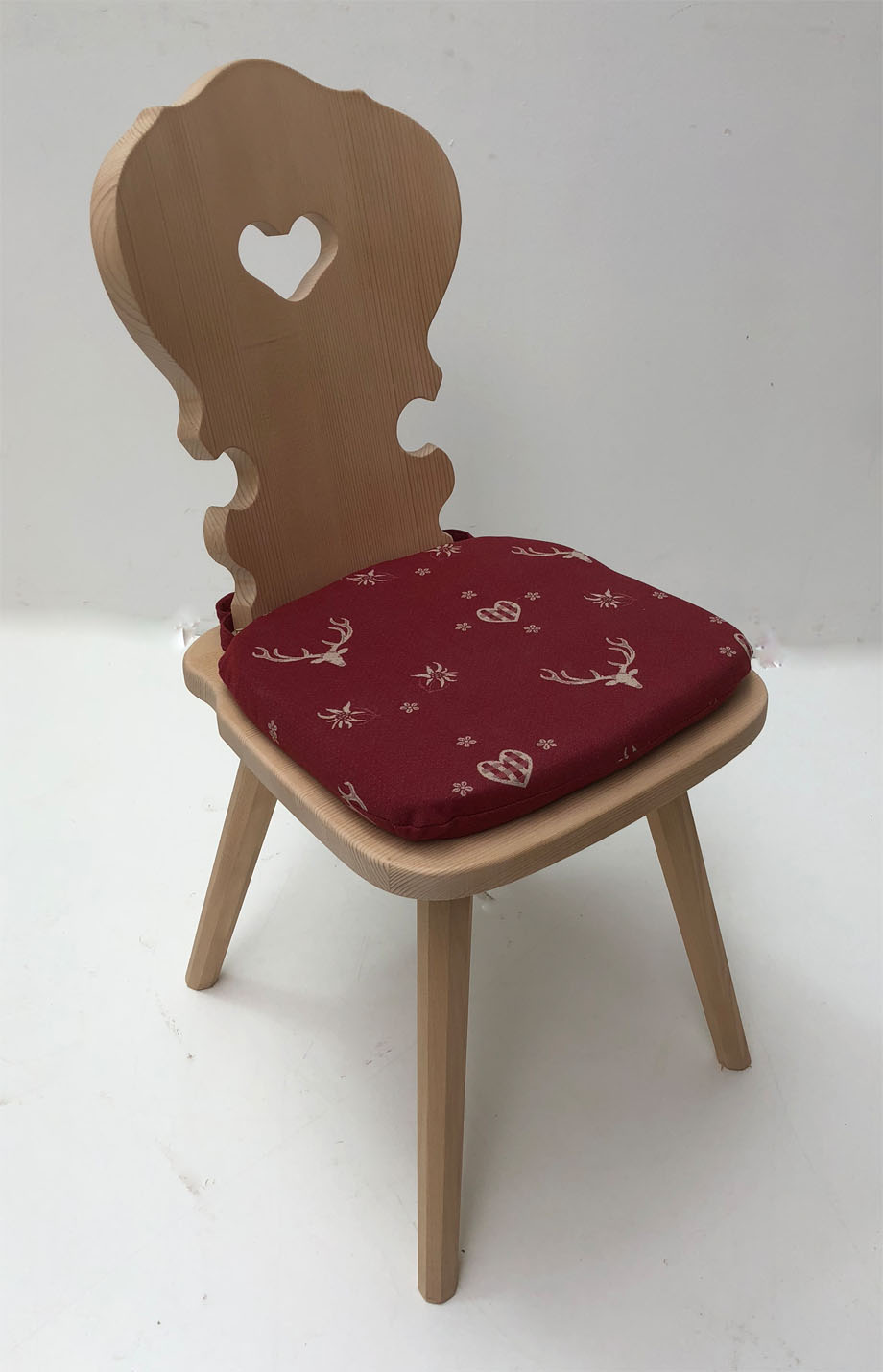 Bauernstuhl  Vienna, Wien, Fichte, Rosner gewachst, Stuhlpolster genäht, Stoff Edelweiss AF-74855-11