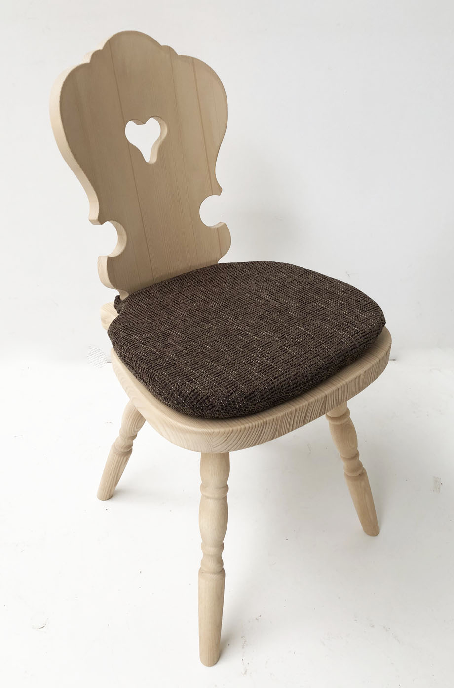 Bauernstuhl Objekt, Fichte gewachst, Stuhlpolster genäht, Natura 804 braun