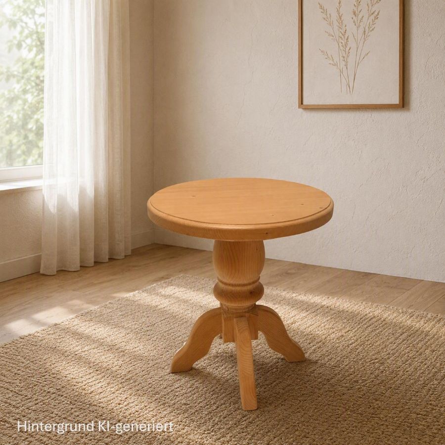 Beistelltisch Rundtisch Füssen Fichte,  D 50, Sonderhöhe, H 55 cm