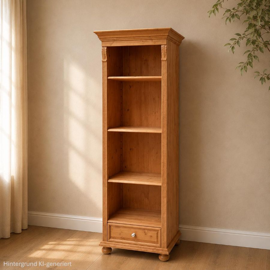 Bücherregal 1-Schublade, Porzelanknopf, Antik hell, (Kleur1) lackiert