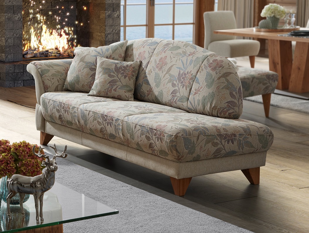 Recamiere Davos 440-68 Armlehne links fest (69 rechts), Länge 212 cm, Stoff 1015/17+07