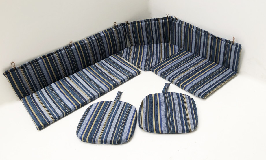 Polstersatz EKA Eckbankgruppe  Sitz- Rückenkissen mit Ösen und Schlaufen, Stoff Edmonton blau