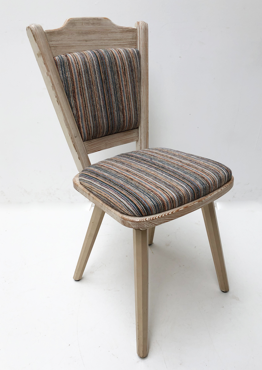 Neupolsterung EKA Esszimmer Stühl Fichte weiss, Sitz und Rückenlehne