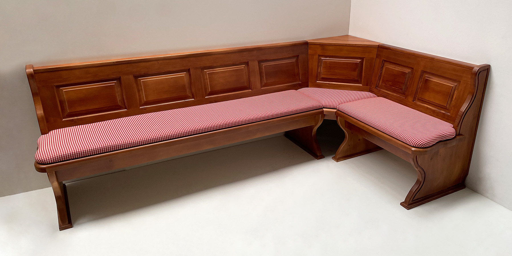 Eckbank Lindau 260/150 cm, Aussenwangen gerillt, Truhen, rotbraun, 1360075958, Höpke Attersee 100