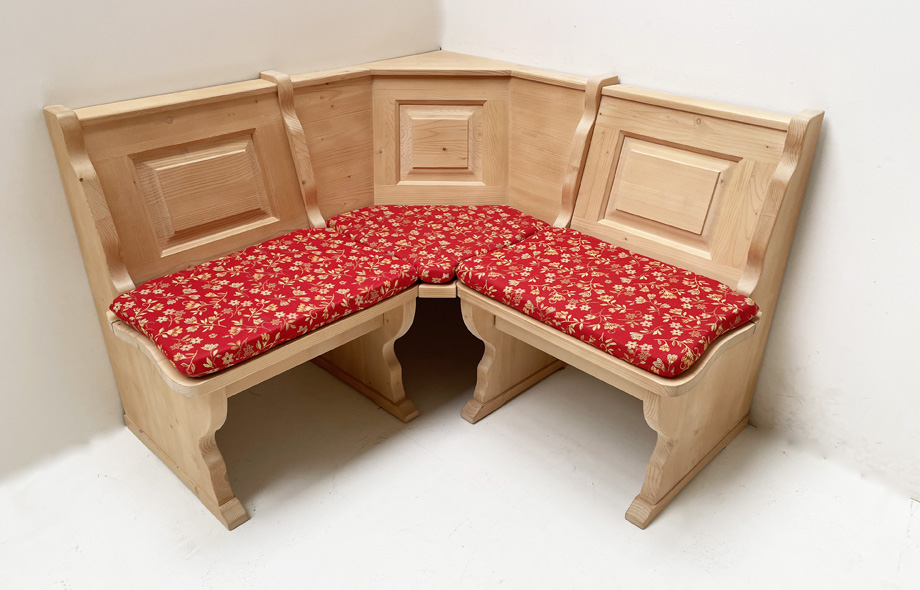 Eckbank Amberg Piccolo 125/125 cm solo, mit Truhe, Polster genäht, Mülheim rot