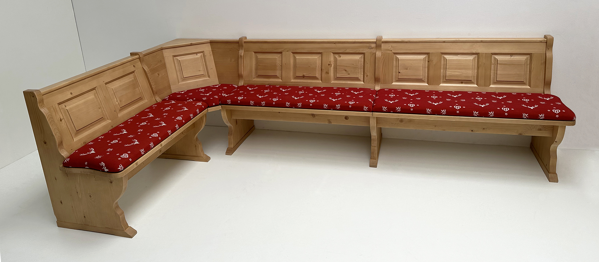 Eckbank System Amberg 165/300 cm, solo, mit Truhen, Polsterplatten AF-74855-1 rot