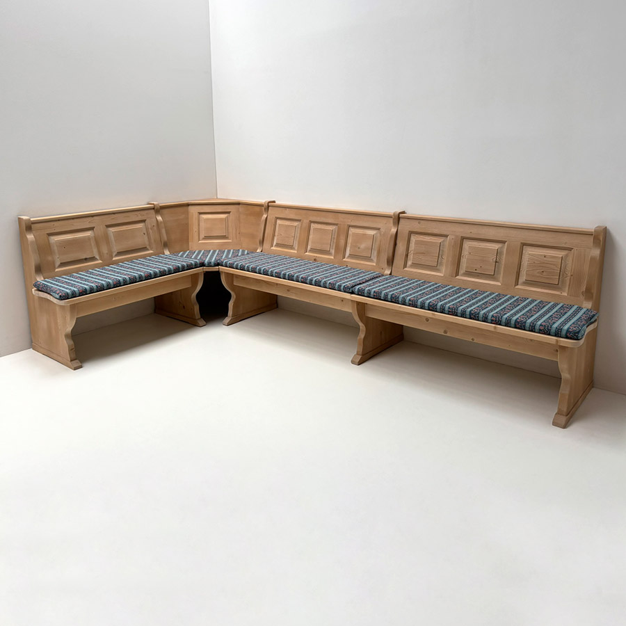 Eckbank System Amberg 165/300 cm, mit Truhen, Polster genäht, Waidhaus blau