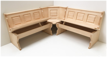 Eckbank Aurach groß 185/185 cm,  mit Truhen,  Polster genäht Wels grün