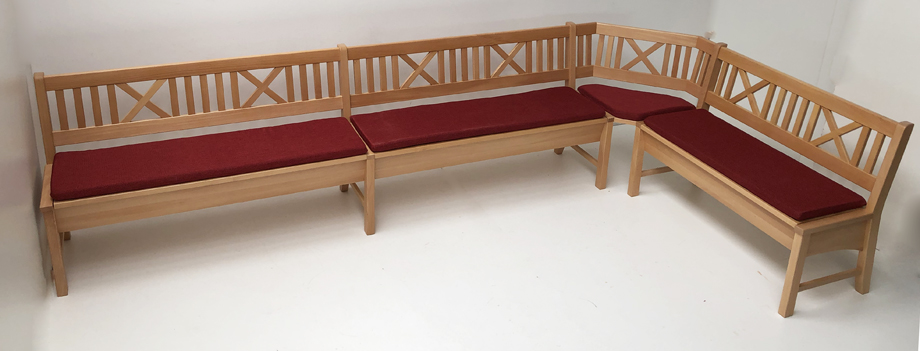 Eckbank Bodensee 344/176 cm, Buche massiv, Polster genäht, Verano 656