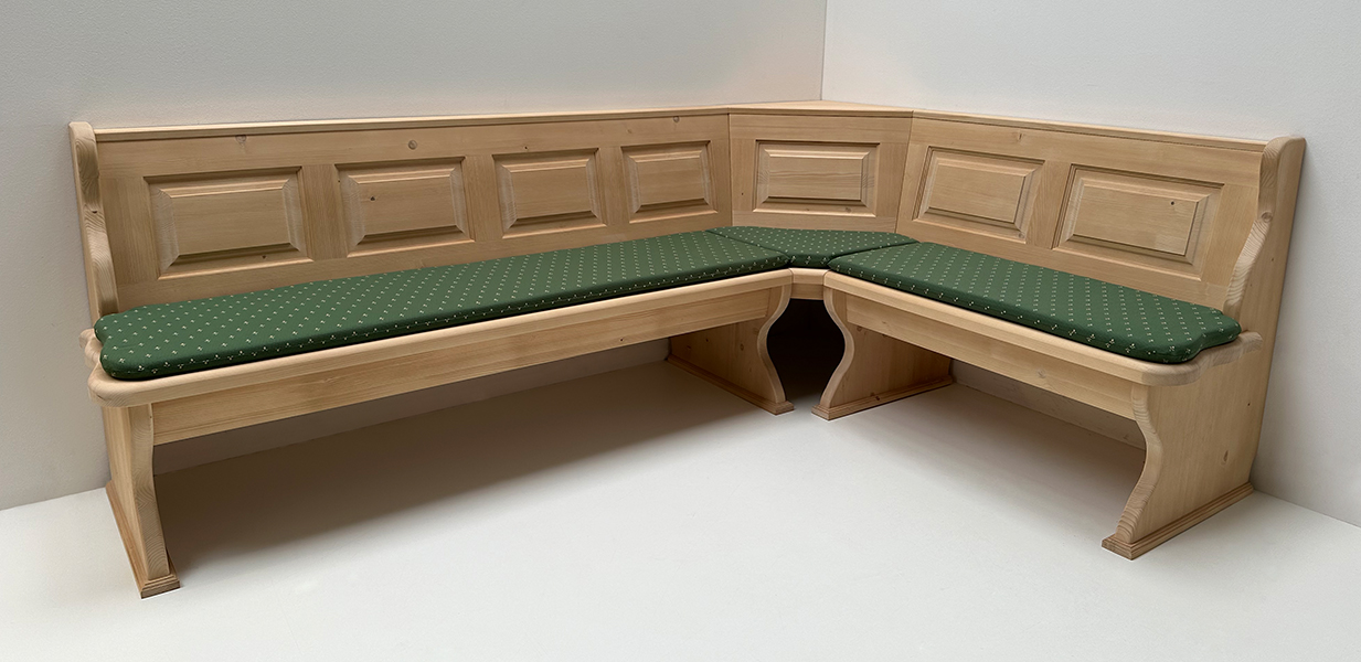 Eckbank Lindau 240/165 cm, XXLTruhen, Ecke aufklappbar, Polster genäht, Kundl grün