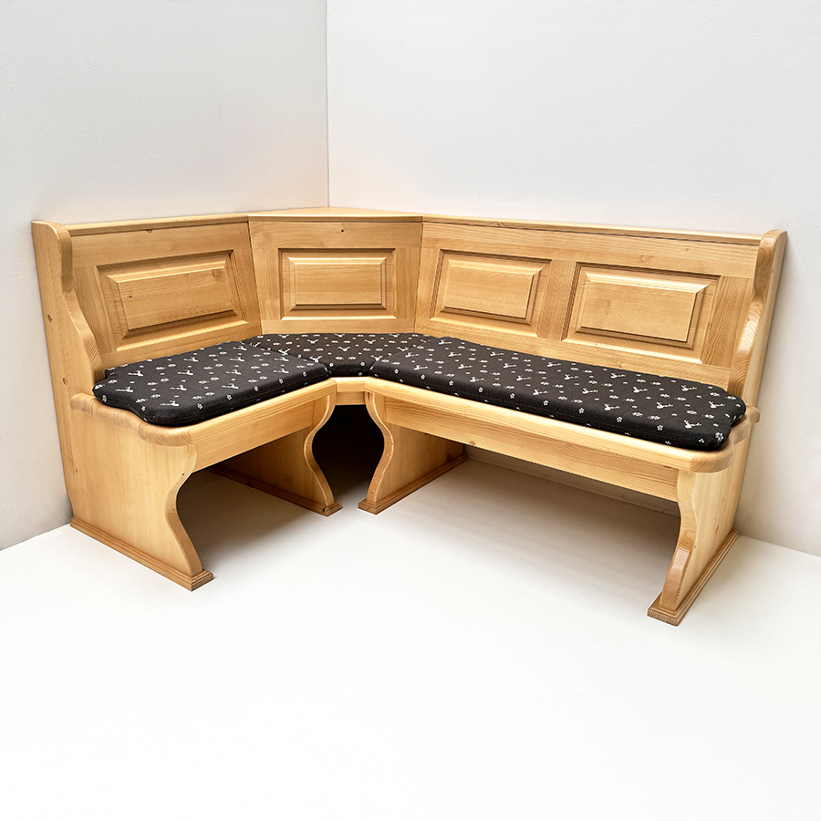 Eckbank Lindau 125/165 mit Truhen aufklappbar, Ecke aufklappbar, Kissen genäht, TS-3005, Hirsch grau