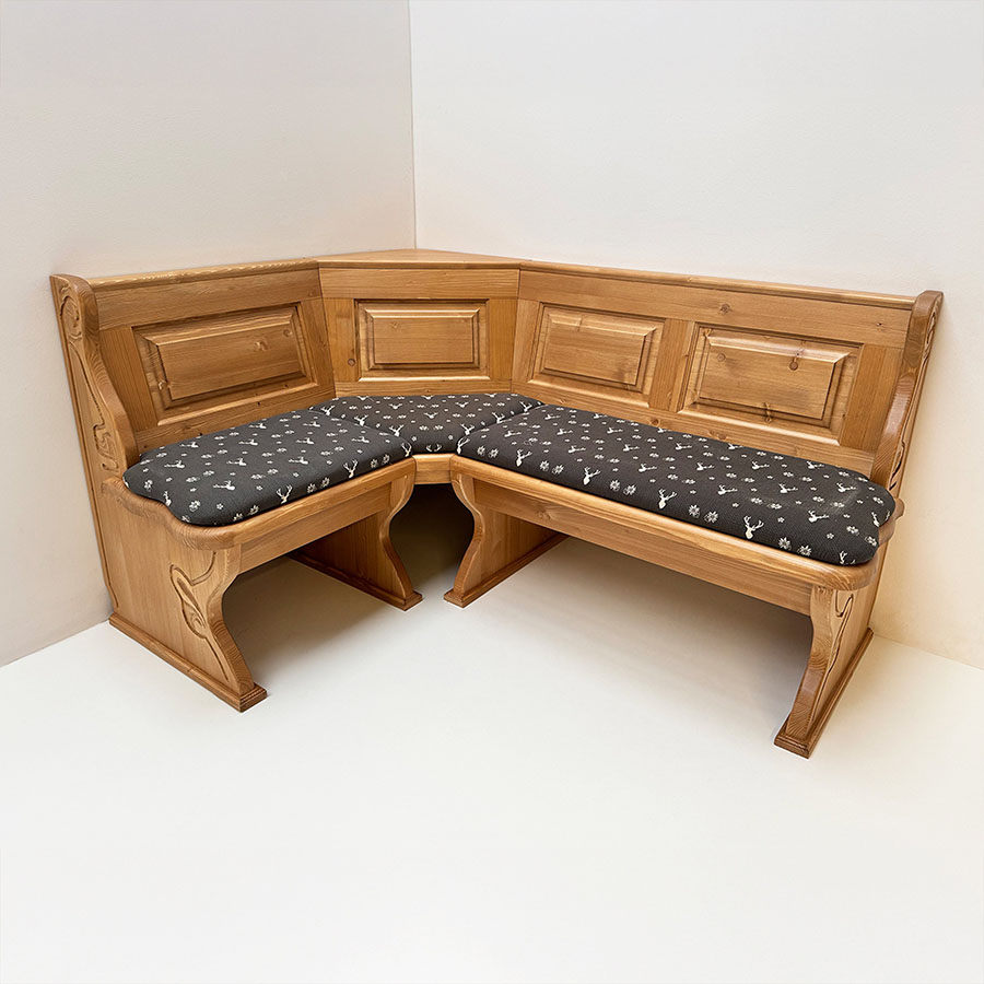 Eckbank Lindau 125/165 mit Truhen aufklappbar, Ecke aufklappbar, Polsterplatte, TS-3005, Hirsch grau