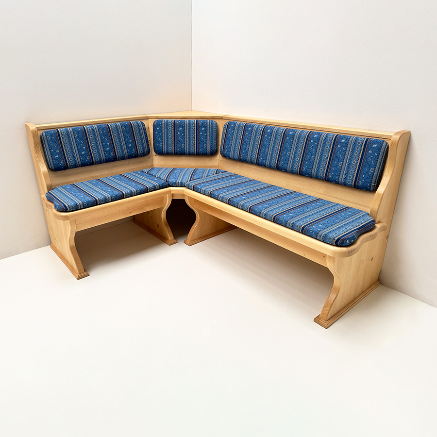 Eckbank Lindau 140/185, Truhen, Vollpolster, Kassetten aufgesetzt, Polster genäht , Bormio TS-7758