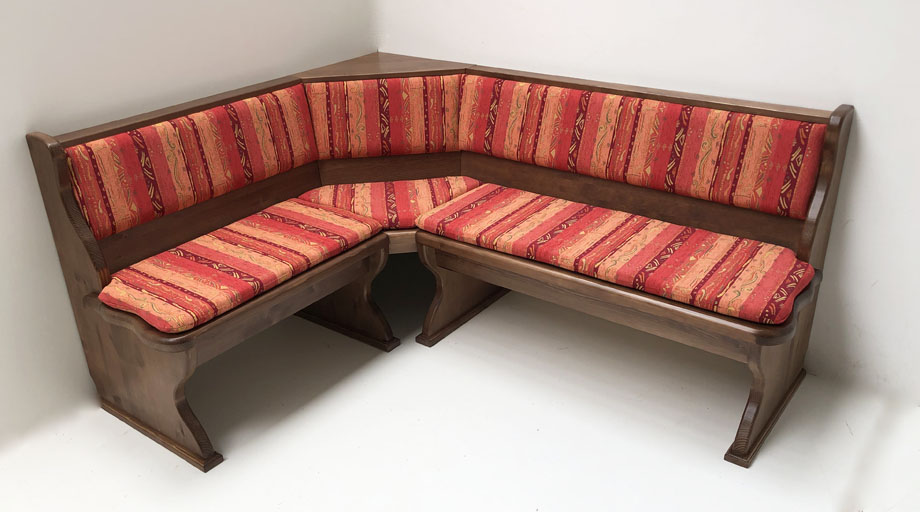 Eckbank Lindau 150/185, Truhen, D319B26, Vollpolster, Pocking bordeaux