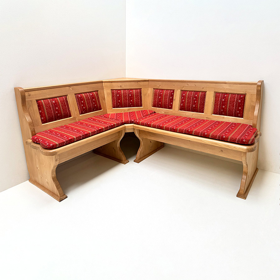 Eckbank LINDAU 150/190 mit Truhen, Kasettenpolster, Antik hell, Kleur 1, Polster genäht, TS-2387