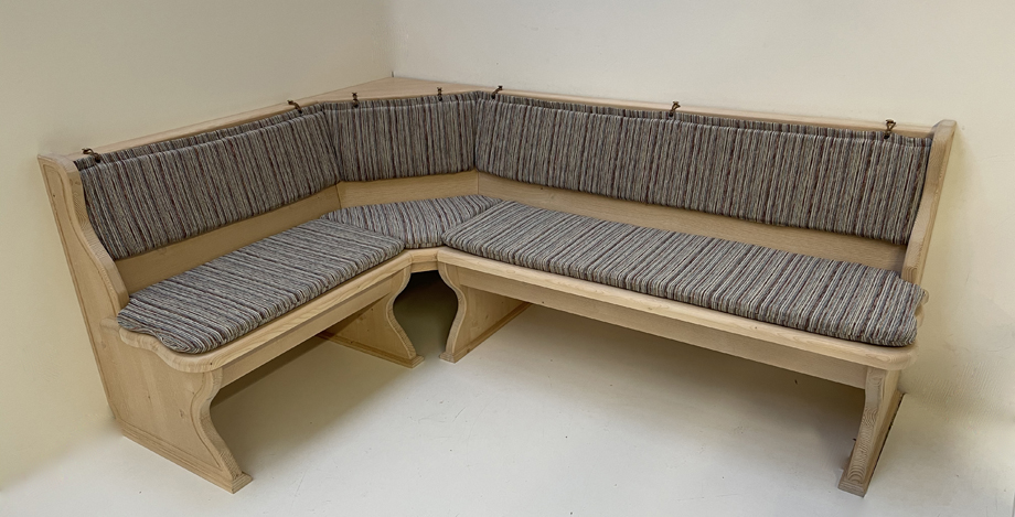 Eckbank Lindau 150/210, Truhen, Vollpolster genäht, Rückenpolsterung m.Ösen und Kordel zum Einhängen