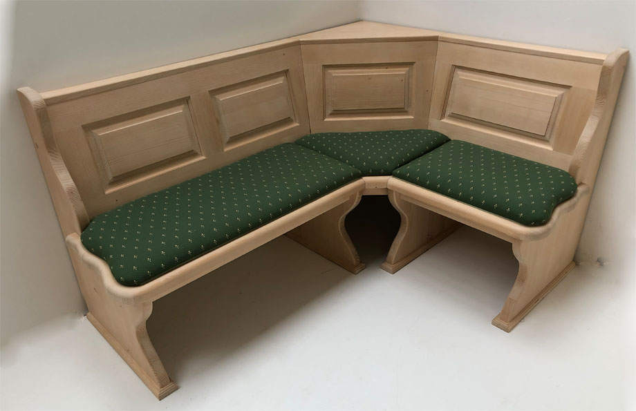 Eckbank Lindau 165/125 ohne Truhen , Polsterplatte Kundl grün 