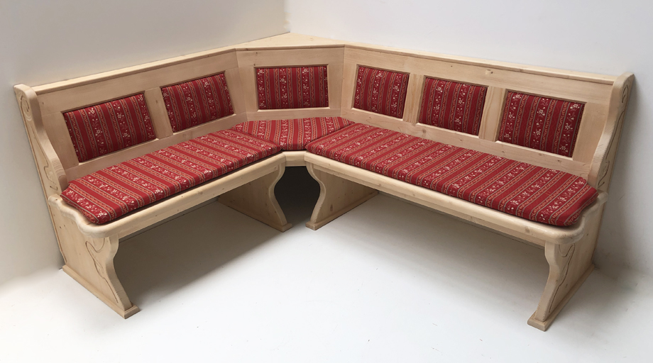 Eckbank Lindau 165/195 cm, Kassettenpolster, Polster genäht TS-1667