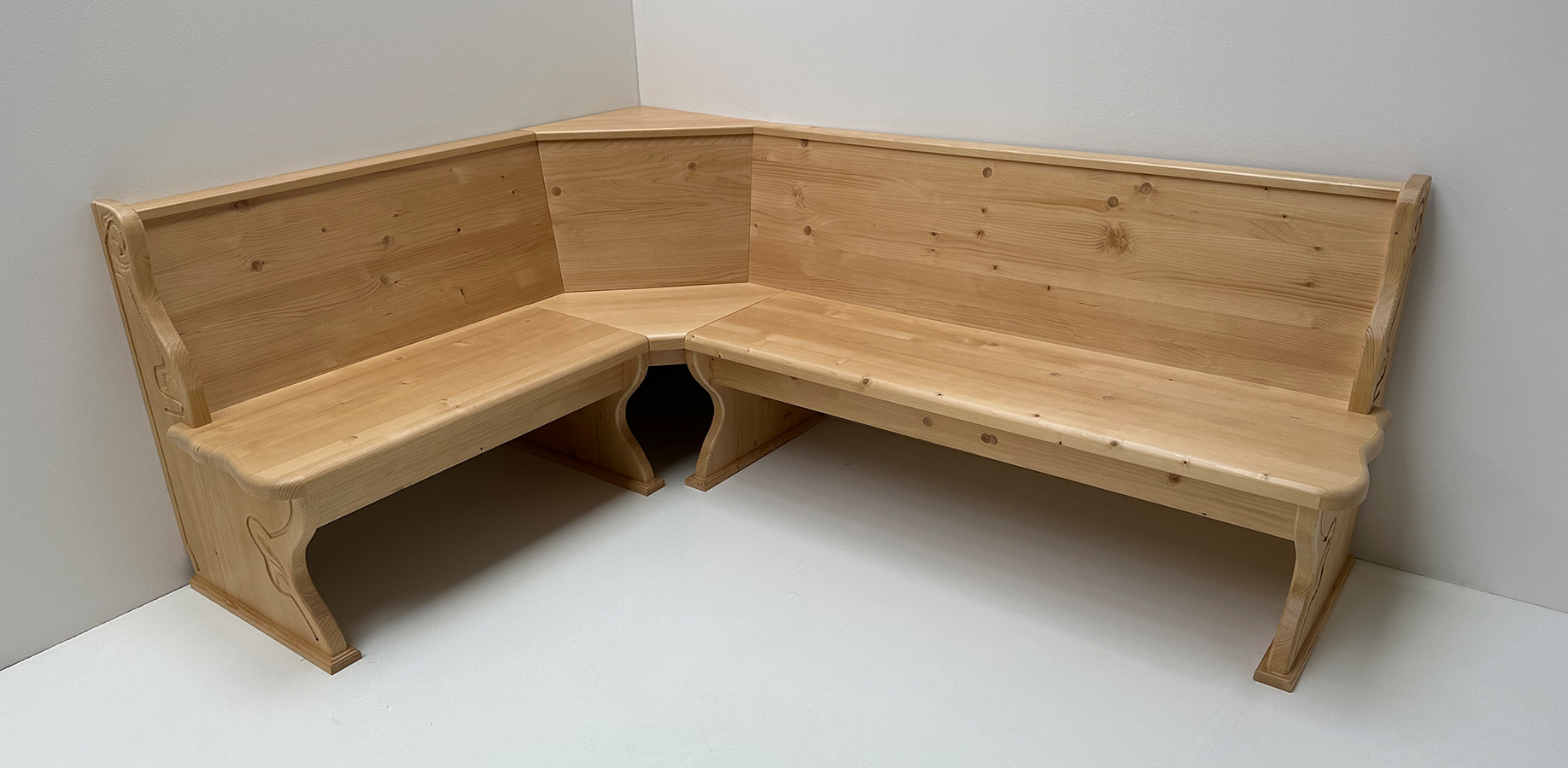 Eckbank Lindau 165/220 mit Truhen, Glattrücken, ohne Kasetten, Polsterplatte Höpke Feel 400