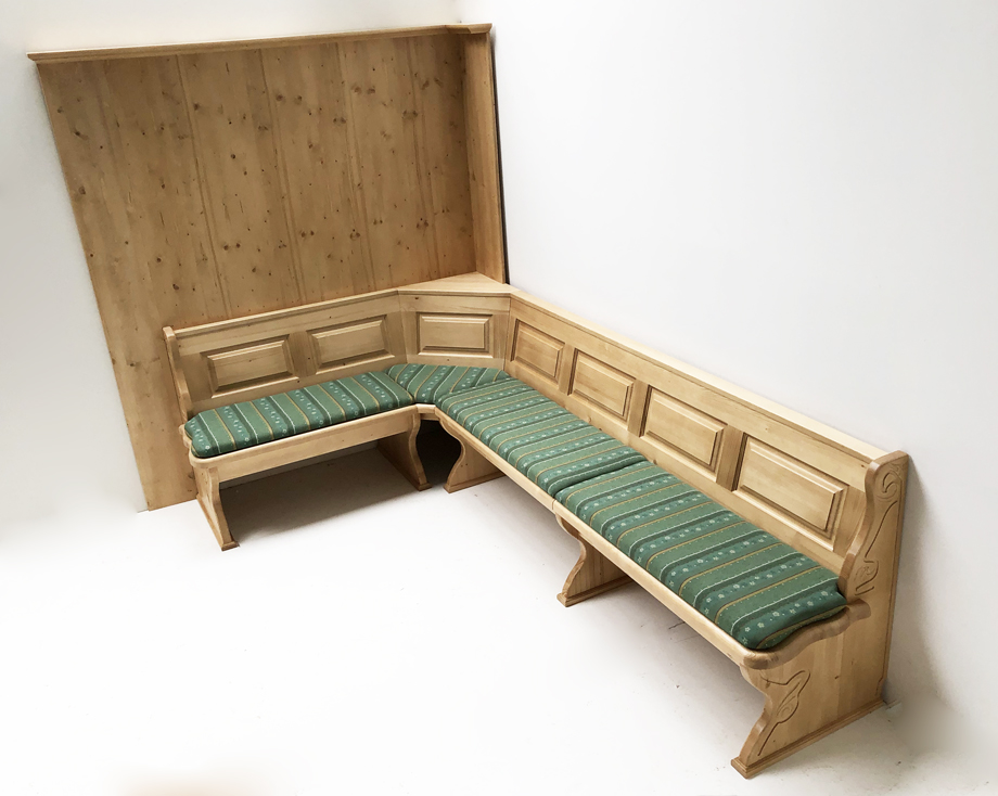 Eckbank Lindau 165/280 , mit Truhen, Wandverkleidung glatt, Polsterplatte TS-2391