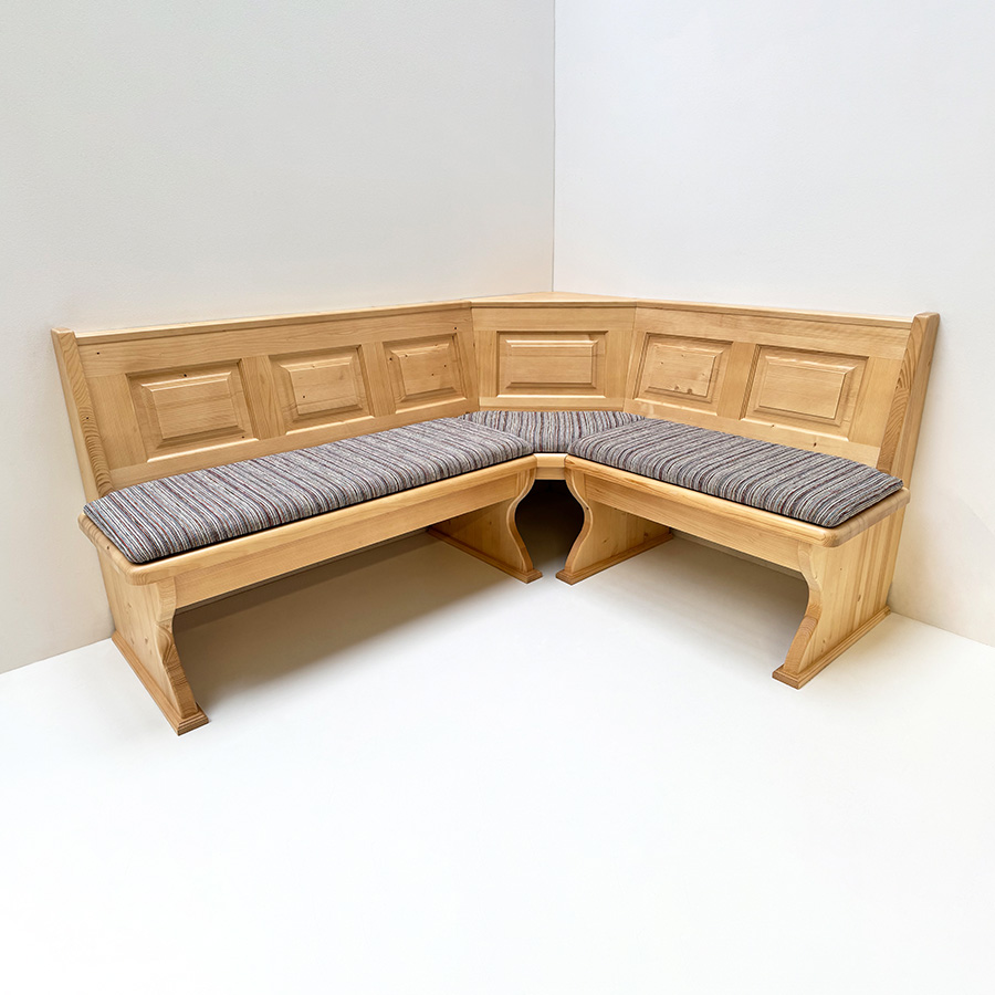 Eckbank Lindau 185/150 m. Truhen, Wange schlicht, Sitzabschluß gerade, Polster, Salzburg -16 blau