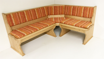 Eckbank Lindau 165/125 mit Truhen, Vollpolster,  Rückenpolsterung, Polstersatz genäht, Pocking terra