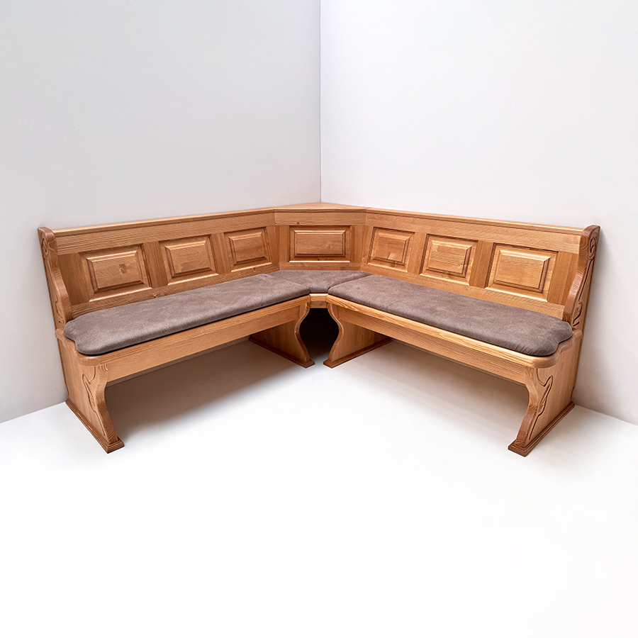 Eckbank Lindau 185/185 cm Truhen, geschnitzt, Antik dunkel, (Kleur 2), Polsterplatte,  Stratos 9120