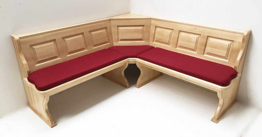 Eckbank Lindau 185/185 ohne Truhen, Aussenwangen glatt, Polsterplatte Stoff Verano nach Wahl