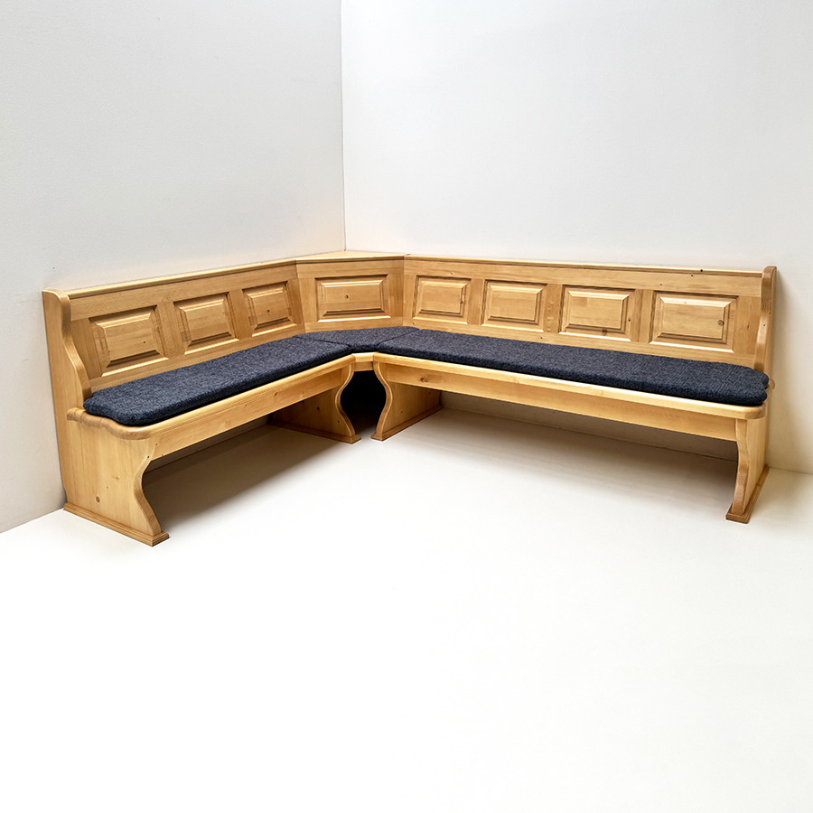 Eckbank Lindau 185/240 mit Truhen, Polster genäht, Natura 812 blau