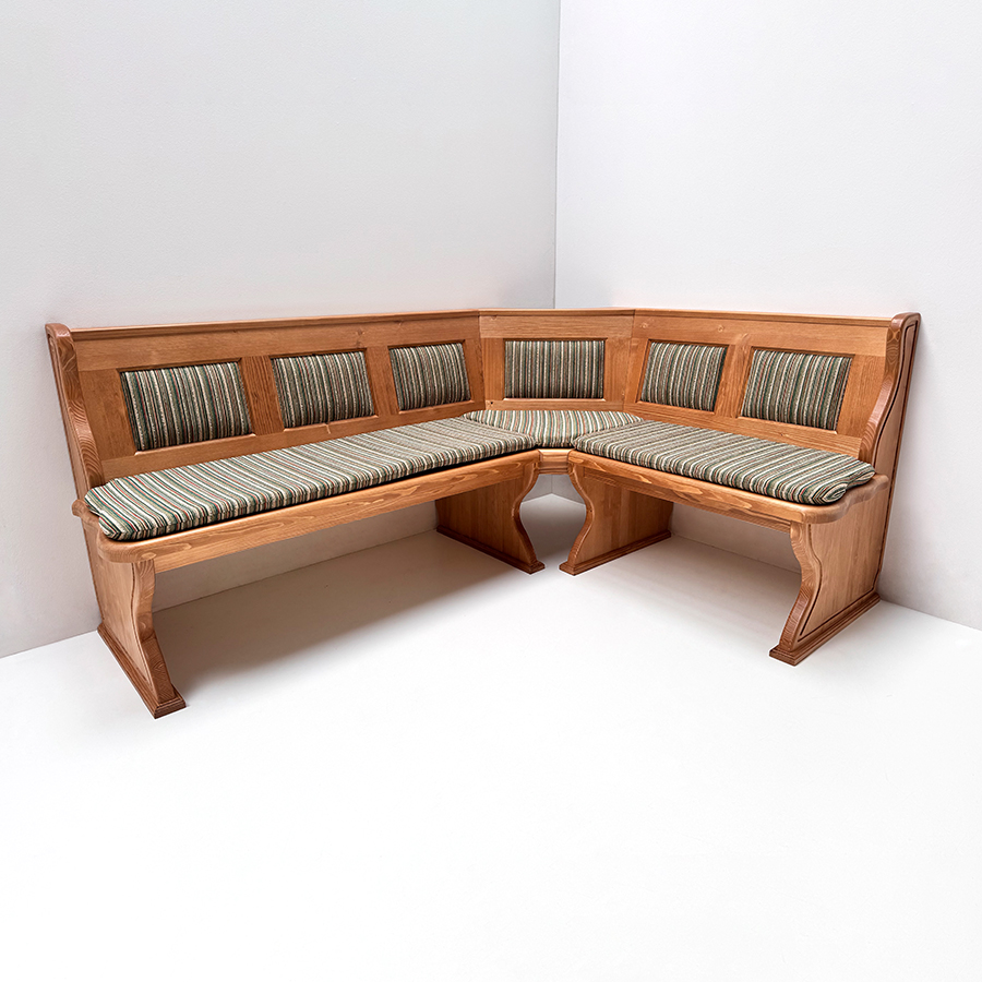 Eckbank Lindau 195/150 cm, Truhen, Antik dunkel (Kleur 2) Polster genäht, Kassettenpolster, TS-3026