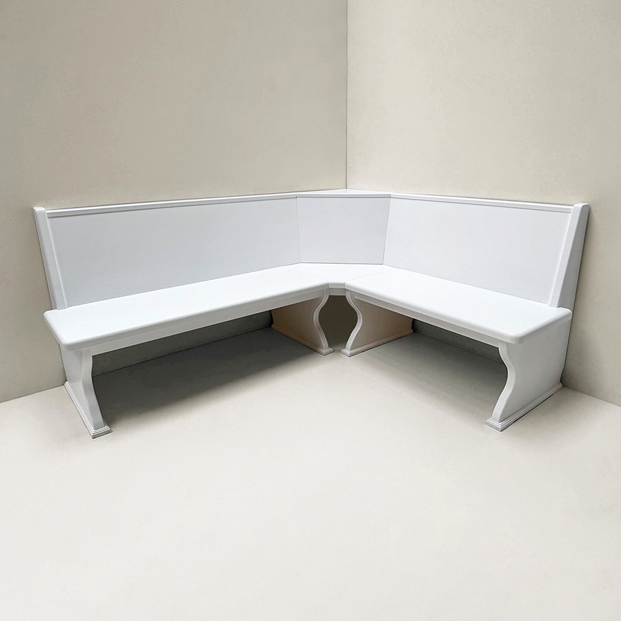 Eckbank Lindau 195/165, Glattrücken, Sitzabschluss gerade, Wangen schlicht, deckend weiß
