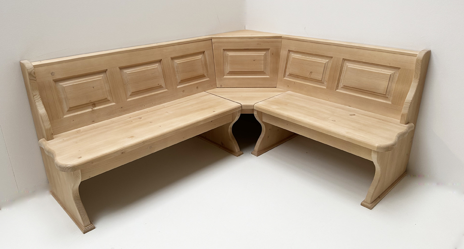 Eckbank Lindau 195/165 mit Truhen, Ecke aufklappbar, Rosner gewachst