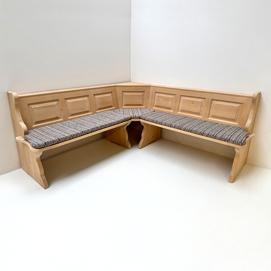 Eckbank Landau solo 195/195 cm, Kissensatz genäht, Salzburg 16 blau, 38 Lagerstoffe preisgleich