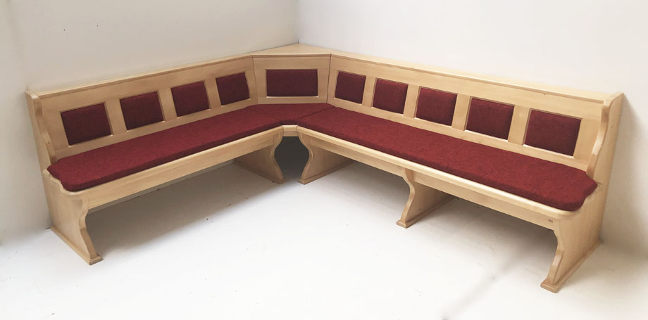 Eckbank Lindau 215/250 cm, Truhen, Ablagenverbreiterung, Kasettenpolster, Polster genäht Natura 809