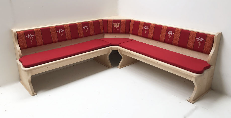 Eckbank Lindau 220/220 cm, Truhen, Vollpolster, PERLE, Bergedelweiß 50, Tirol 50, Feld 50