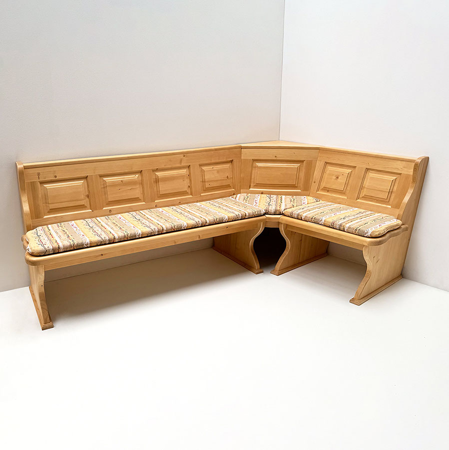 Eckbank Lindau 240//140 mit Truhen, Polster genäht, Pocking beige