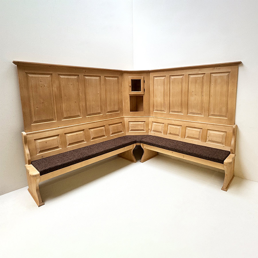 Eckbank Lindau 250/230 cm, Truhen, Sitz Polstersitz, Natura 804, Wandverkleidung, Eckkastel m. Türe