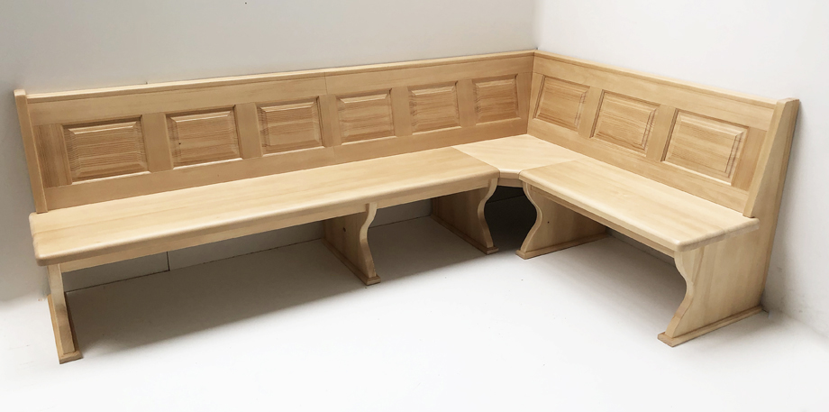 Eckbank Lindau 260/160 cm, Ecke Spitz, Wange schlicht, Sitz gerade, gerader Seitenabschluß