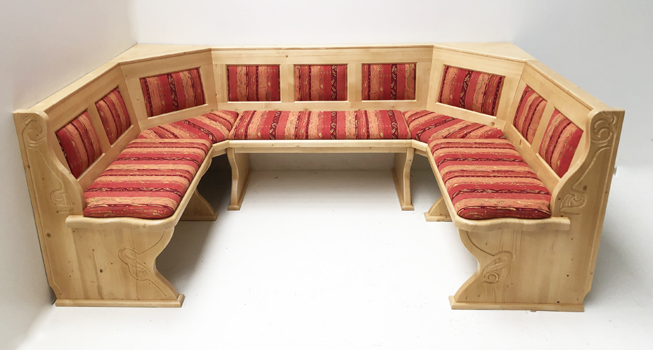 Eckbank Lindau U-Bank 150/235/150 cm, Polstersatz Pocking bordeaux 56, nach Maß