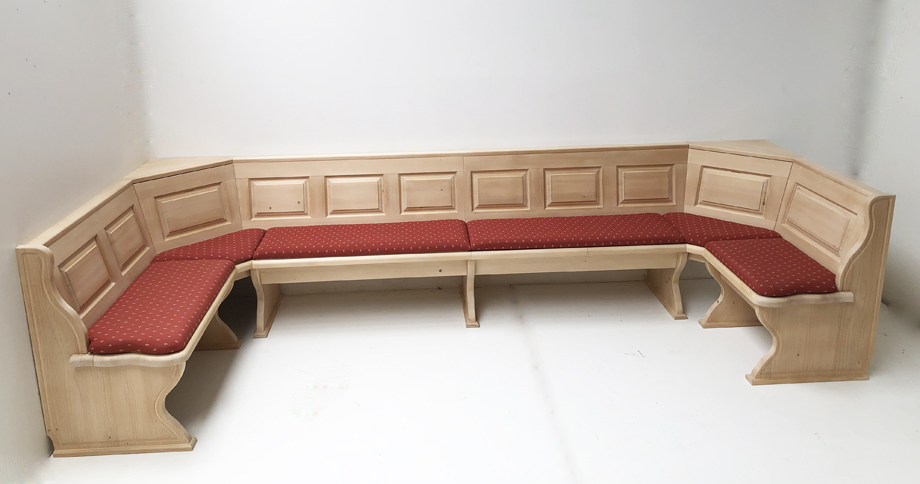 Eckbank Lindau U-Bank 160/360/130 cm , Truhen, Ecken aufklappbar, Wandverkleidung, Polster Kundl rot