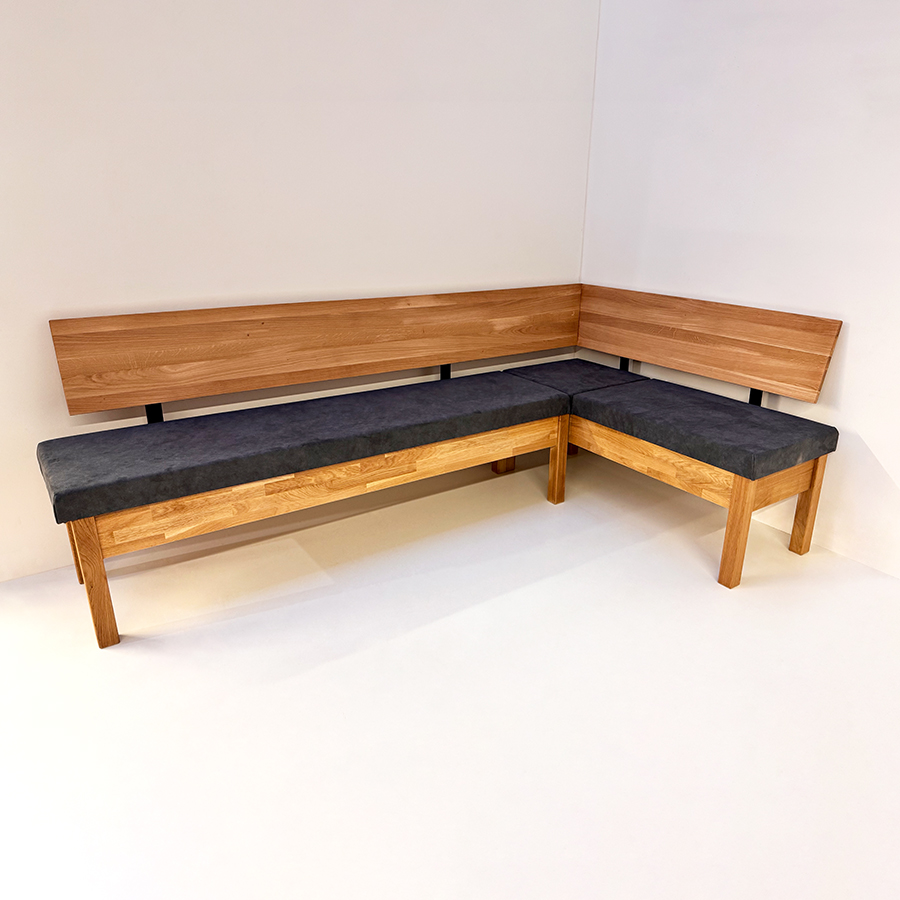 Eckbank Lorenzo, 240/140, Sitz gepolstert, Lehne durchgehende Eiche ! Venjakob Hanoi Antracite